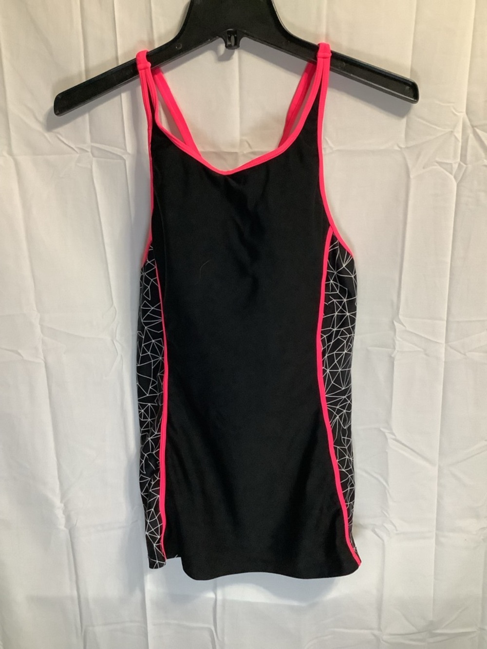Champion Black Tank Top with Neon Pink Trim